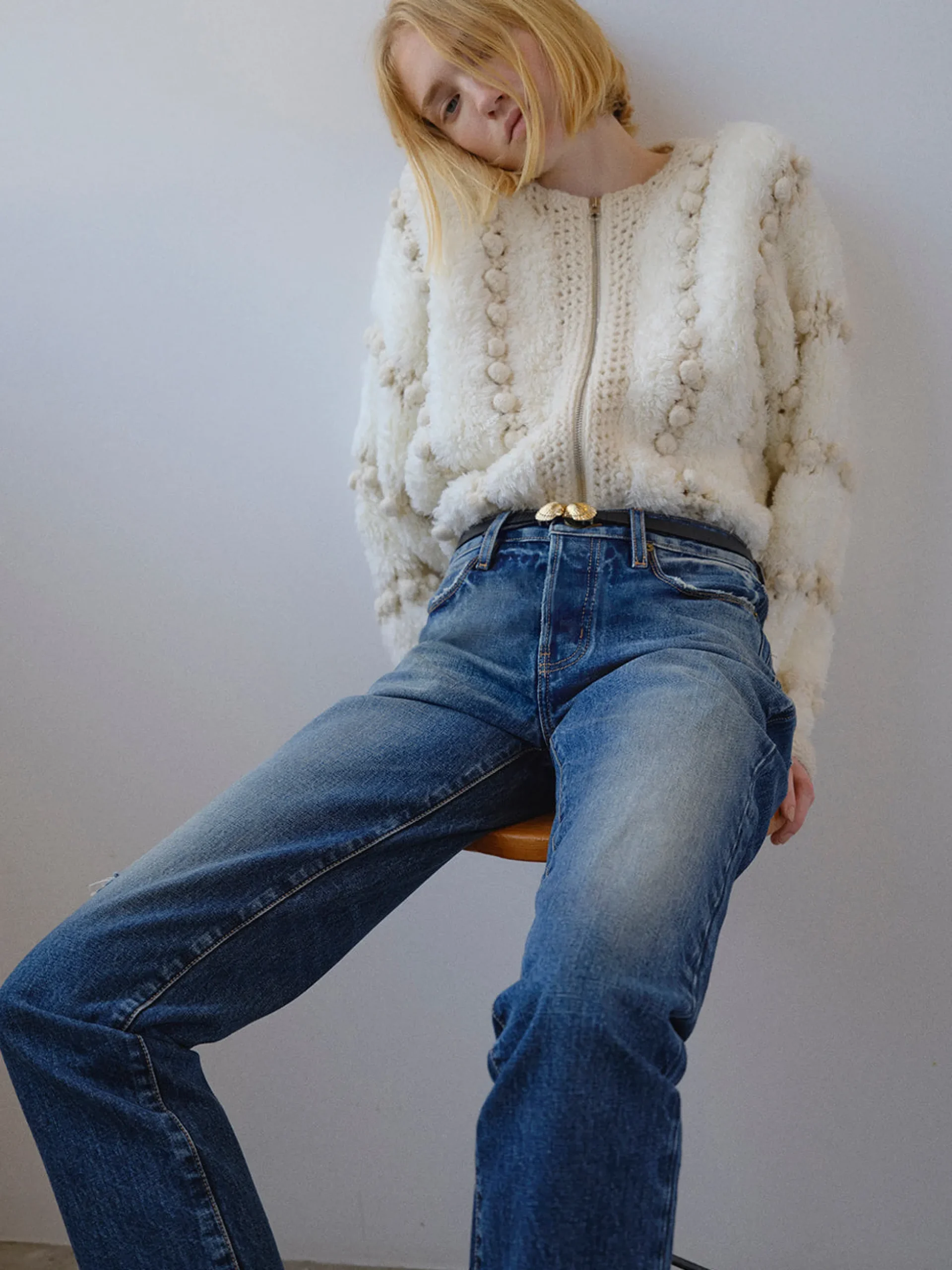 Pom Pom Cardi in Cream