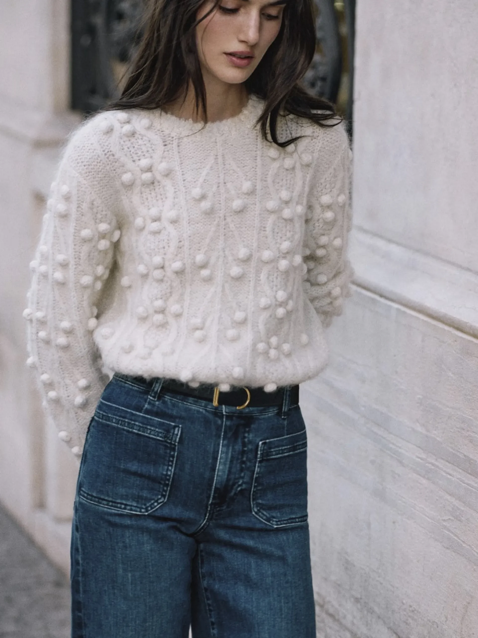 Popcorn Pullover in Cream