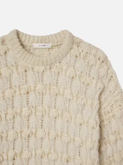Popcorn Stripe Sweater in Cream