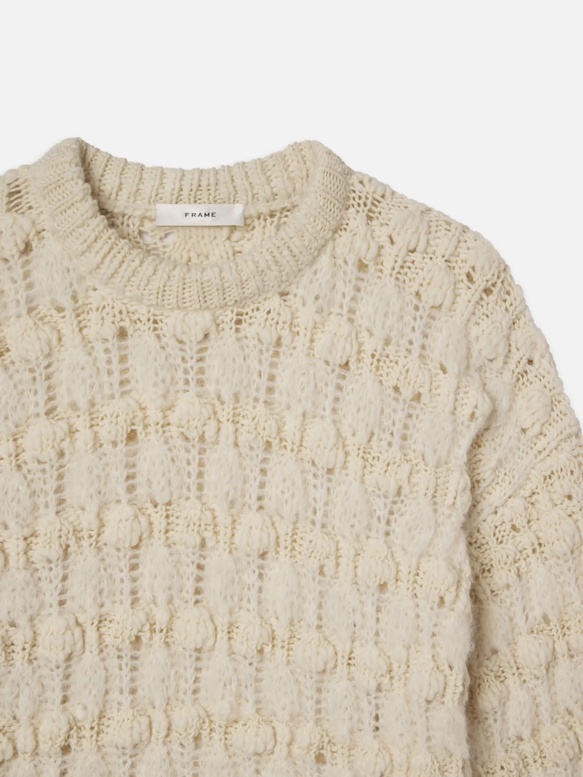 Popcorn Stripe Sweater in Cream