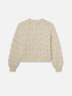 Popcorn Stripe Sweater in Cream