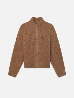 Popcorn Zip Cardi in Mink
