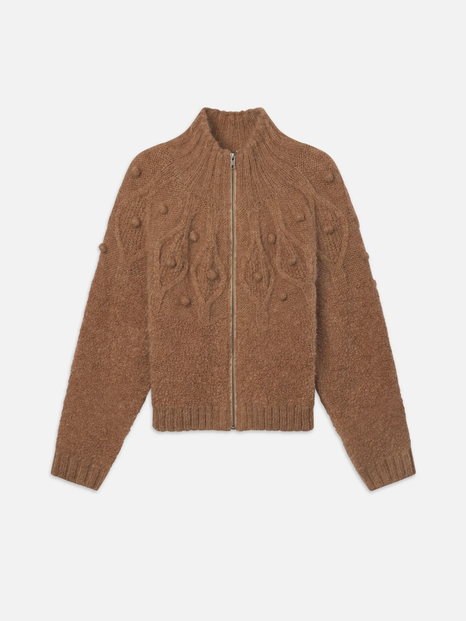 Popcorn Zip Cardi in Mink