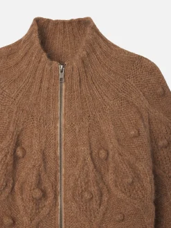Popcorn Zip Cardi in Mink