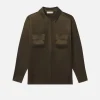 Raw Edge Double Pocket Shirt in Rich Military