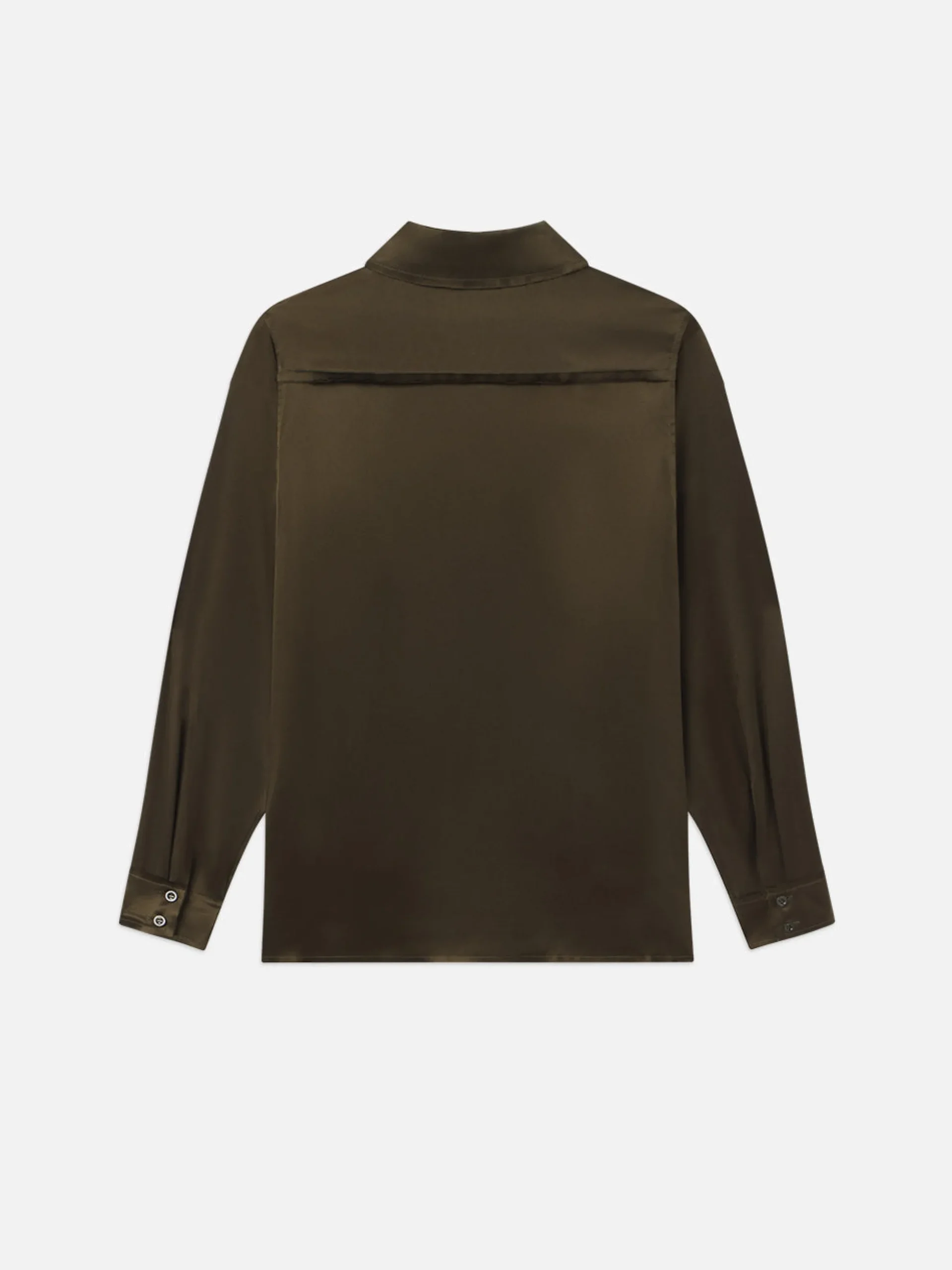 Raw Edge Double Pocket Shirt in Rich Military