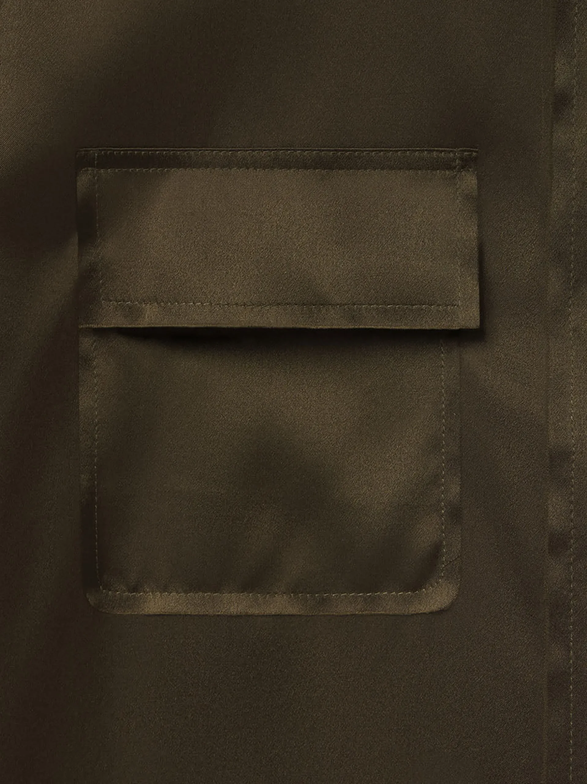 Raw Edge Double Pocket Shirt in Rich Military