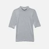 Refined Rib Mock Neck in Gris Heather
