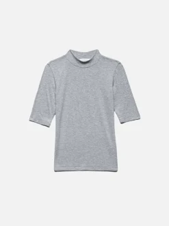 Refined Rib Mock Neck in Gris Heather