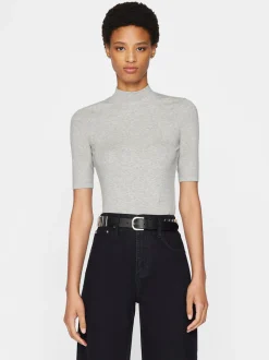 Refined Rib Mock Neck in Gris Heather