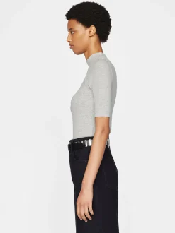 Refined Rib Mock Neck in Gris Heather