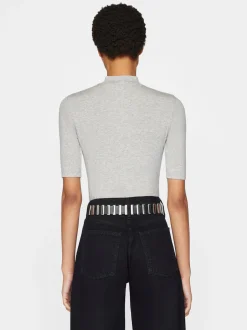 Refined Rib Mock Neck in Gris Heather