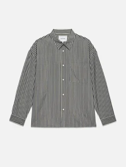 Relaxed Classic Shirt in Dark Navy Stripe