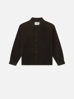 Relaxed Corduroy Overshirt in Dark Olive