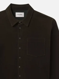 Relaxed Corduroy Overshirt in Dark Olive