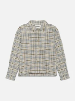 Relaxed Plaid Shirt Jacket in Light Blue Plaid