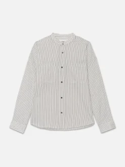 Relaxed Striped Shirt in Black White Stripe