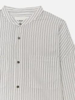 Relaxed Striped Shirt in Black White Stripe