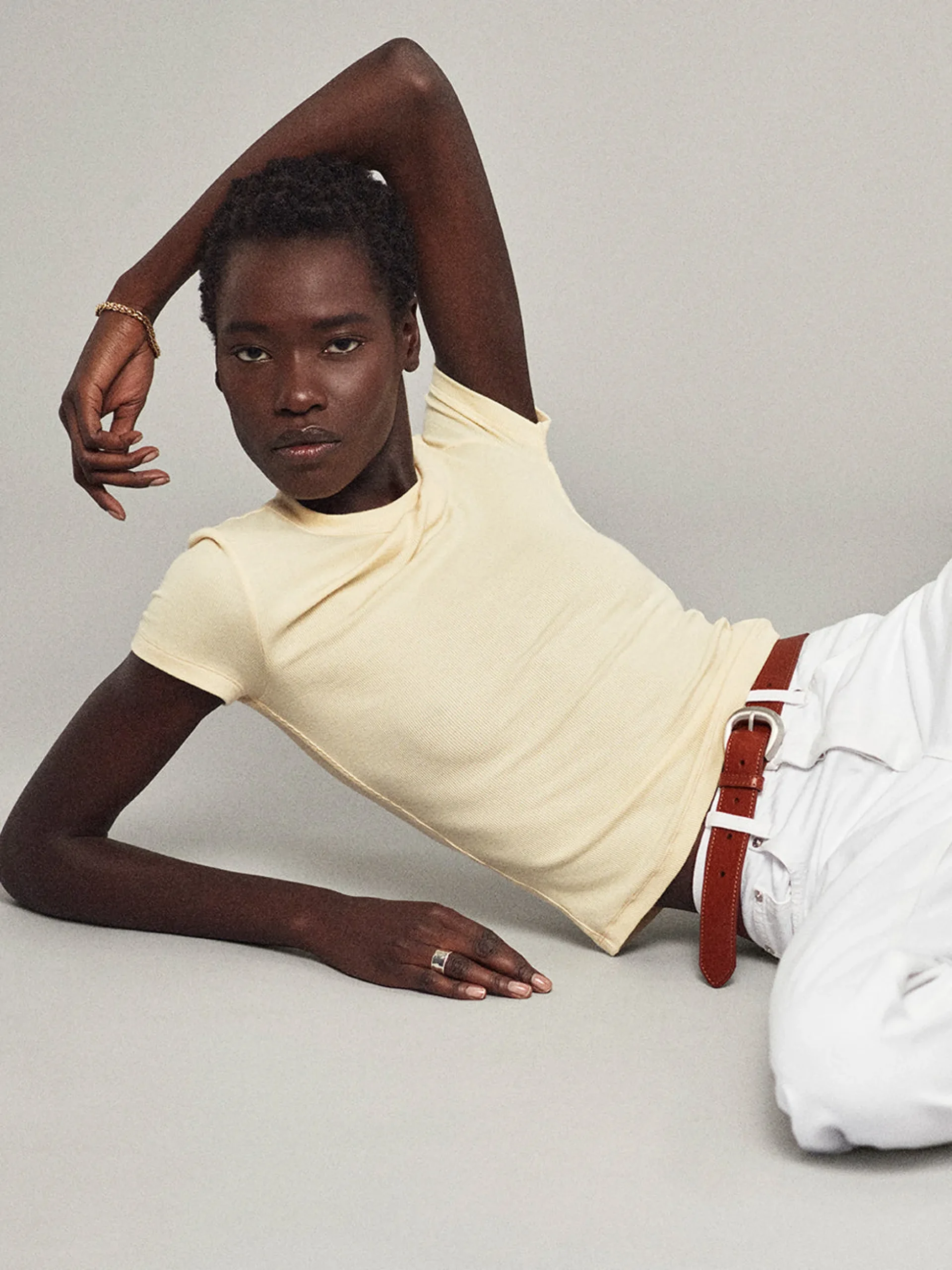 Rib Baby Crew Tee in Canary