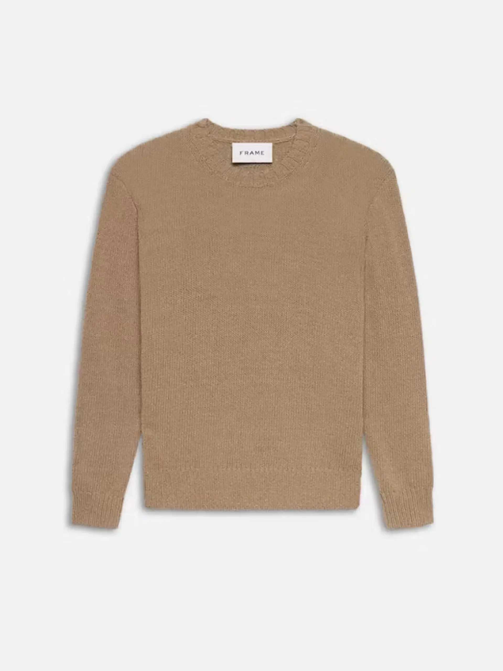 Rib Crewneck Sweater in Light Brown