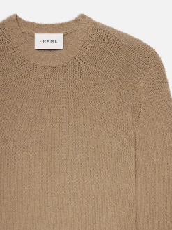 Rib Crewneck Sweater in Light Brown