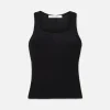 Rib Scoop Neck Tank in Black