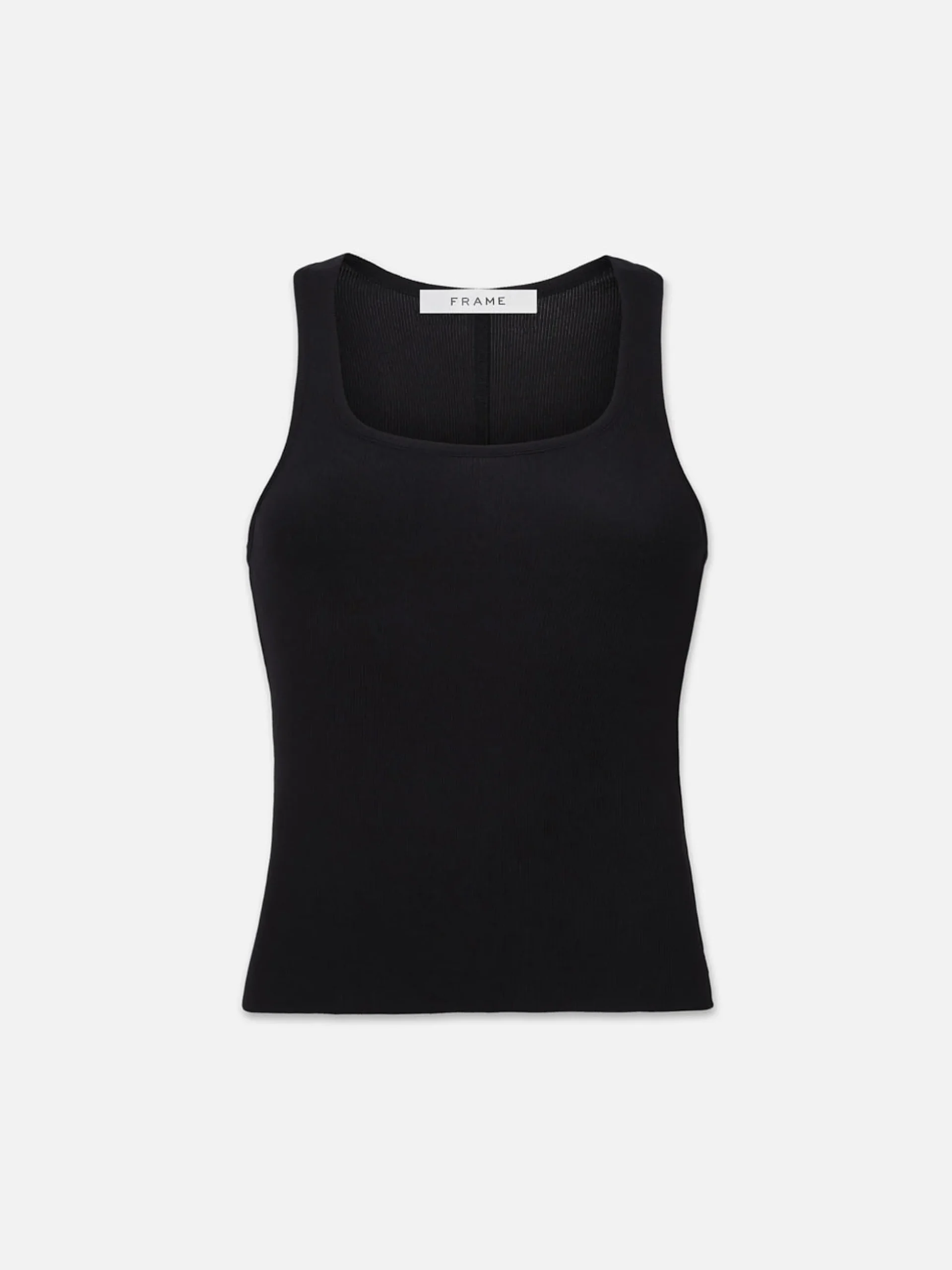 Rib Scoop Neck Tank in Black