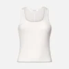 Rib Scoop Neck Tank in White