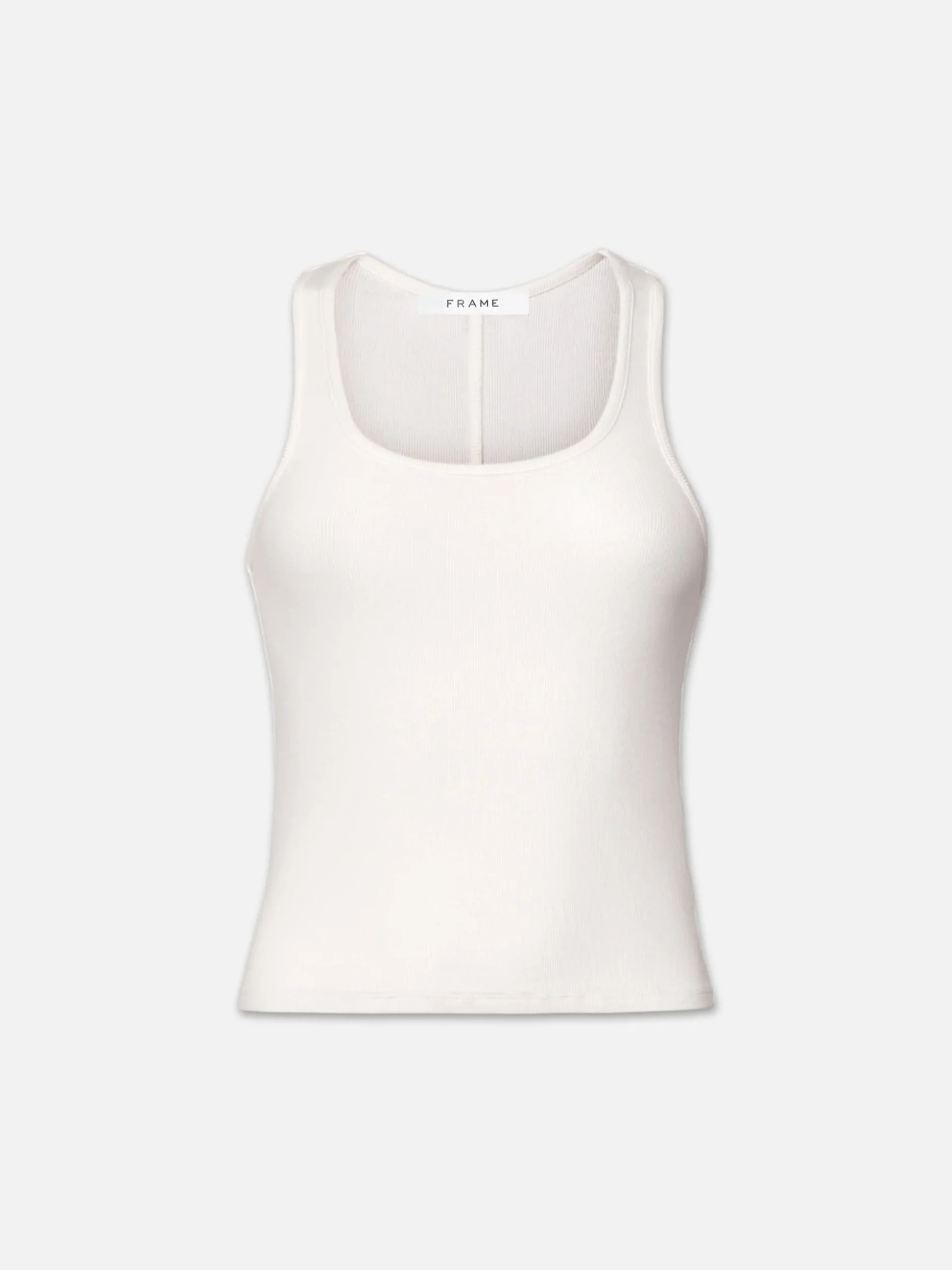 Rib Scoop Neck Tank in White