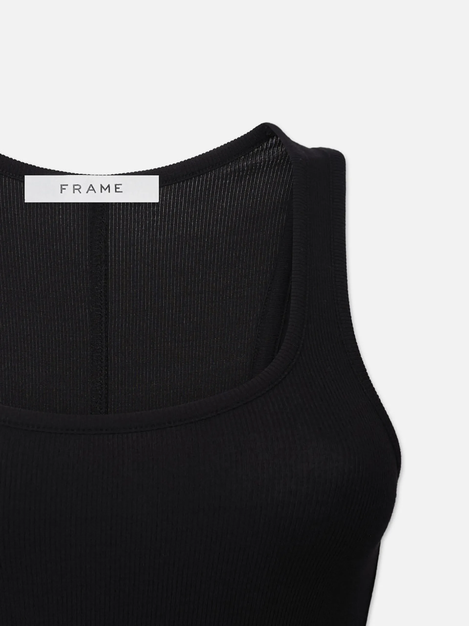 Rib Scoop Neck Tank in Black