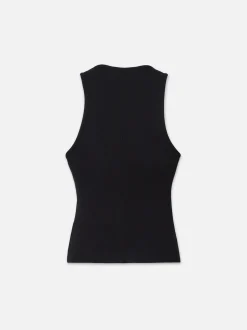 Rib Scoop Neck Tank in Black