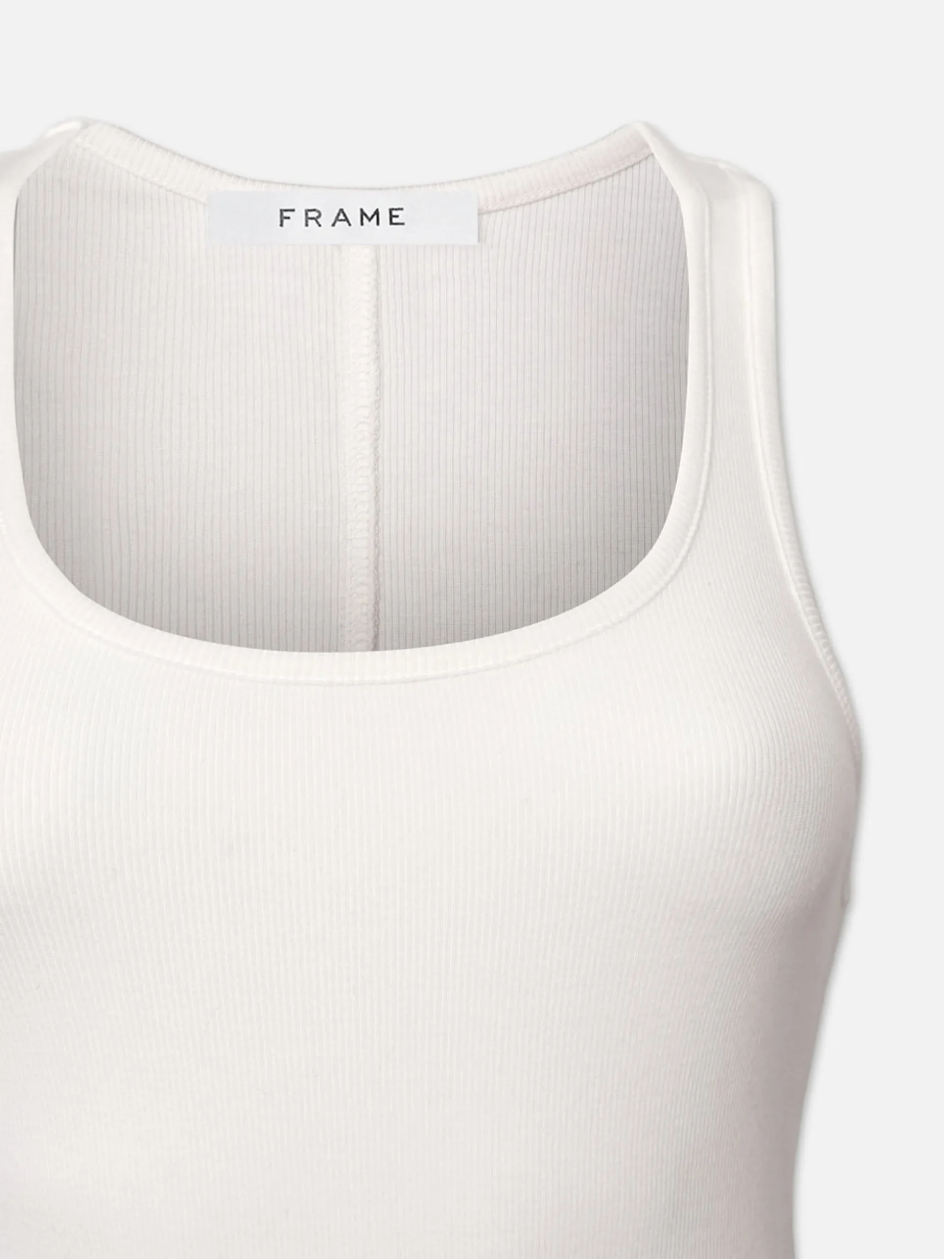 Rib Scoop Neck Tank in White