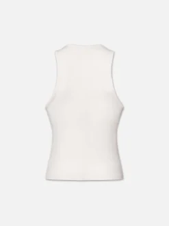 Rib Scoop Neck Tank in White