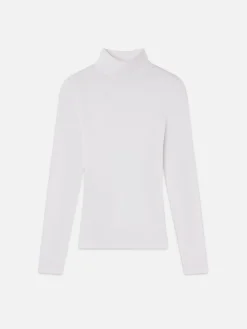 Rib Turtleneck in White