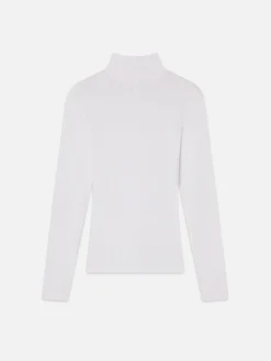 Rib Turtleneck in White