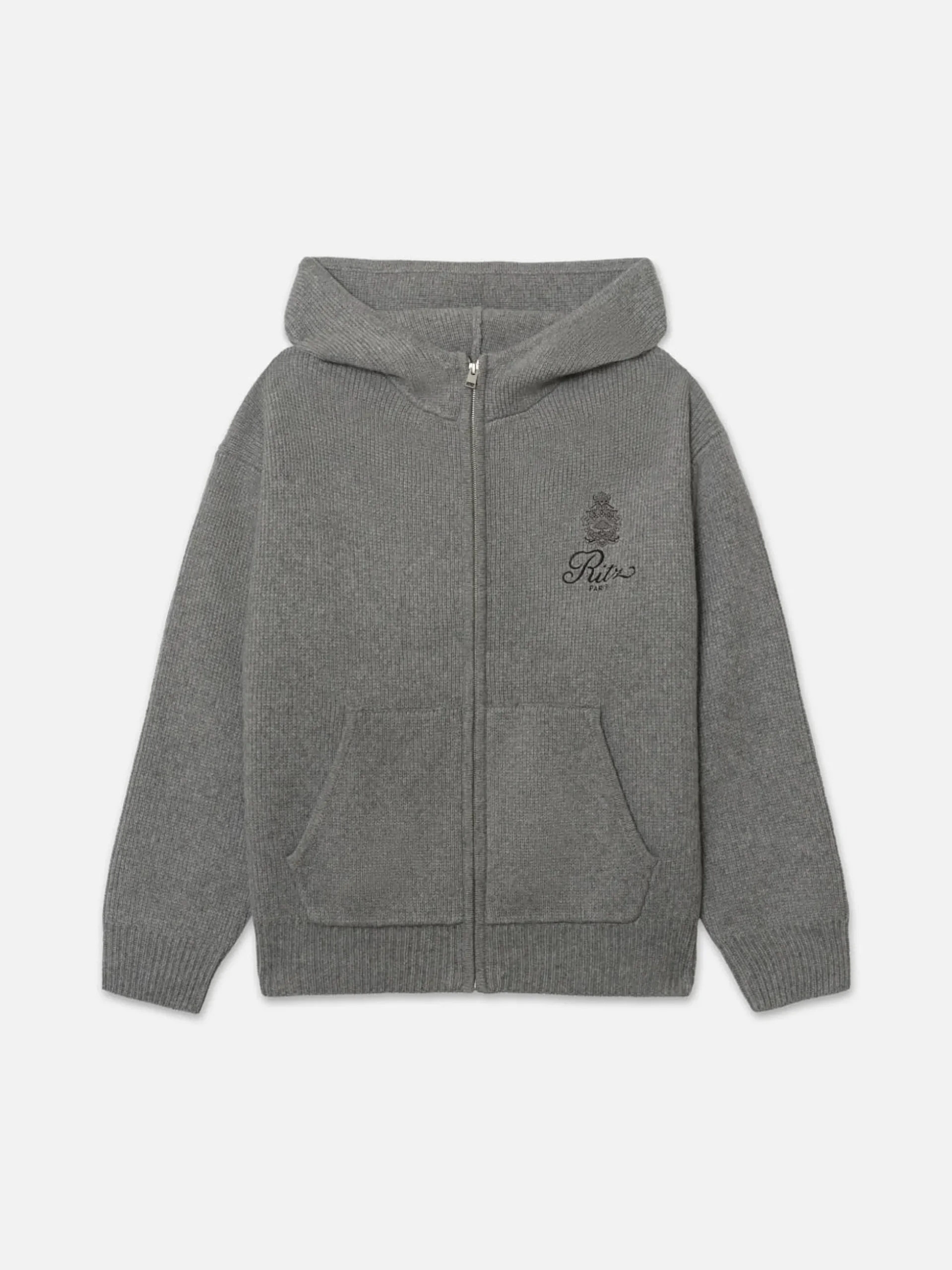 Ritz Men's Cashmere Full Zip Hoodie in Warm Gray