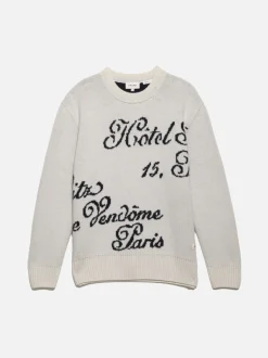 Ritz Men's Crew Sweater in Off White Multi