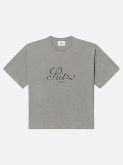 Ritz Men's Cropped Relaxed T Shirt in Heather Grey