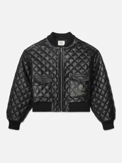 Ritz Women's Quilted Leather Bomber in Black