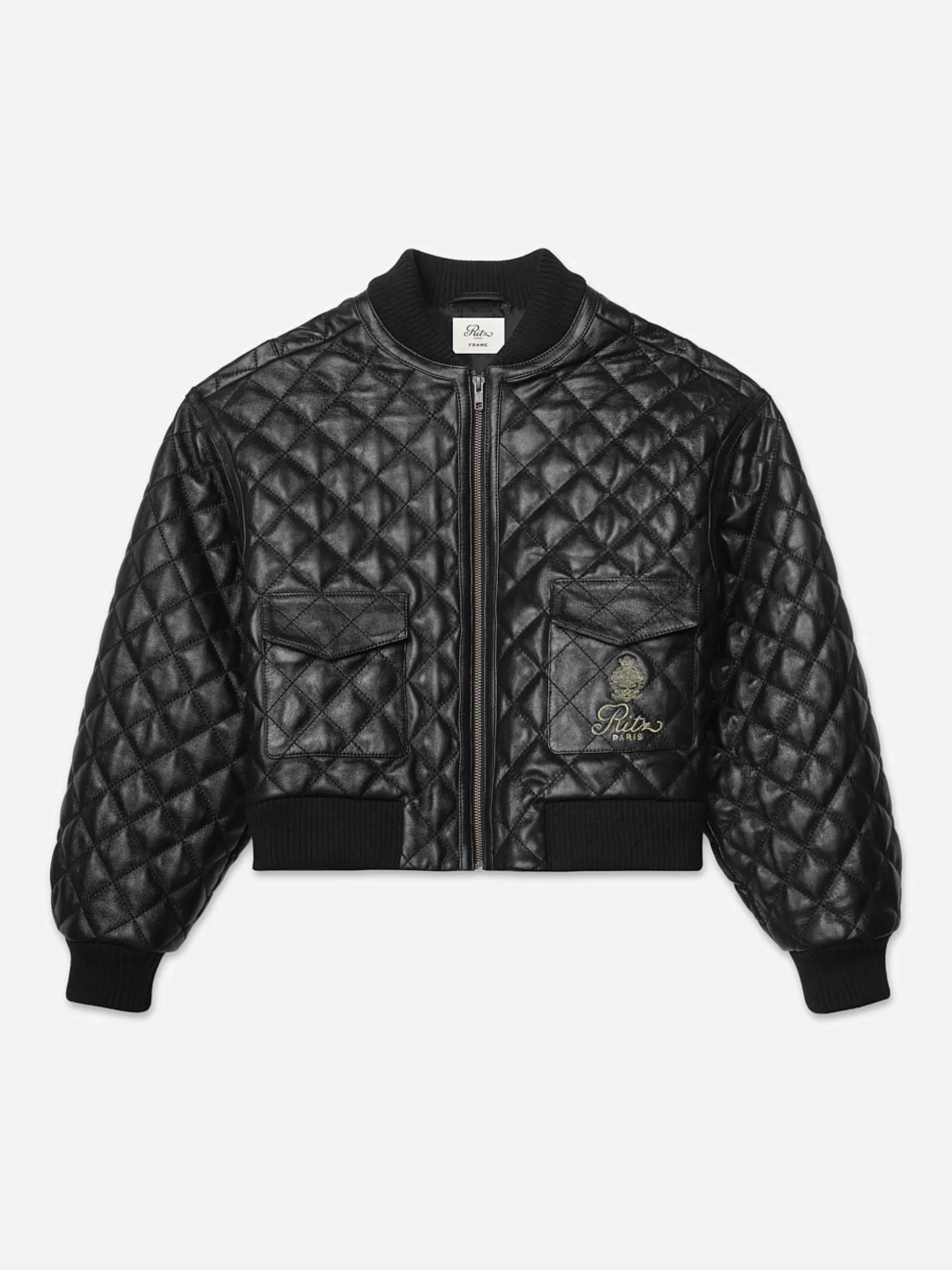 Ritz Women's Quilted Leather Bomber in Black