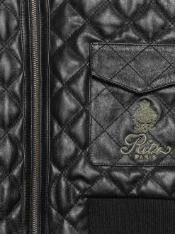 Ritz Women's Quilted Leather Bomber in Black