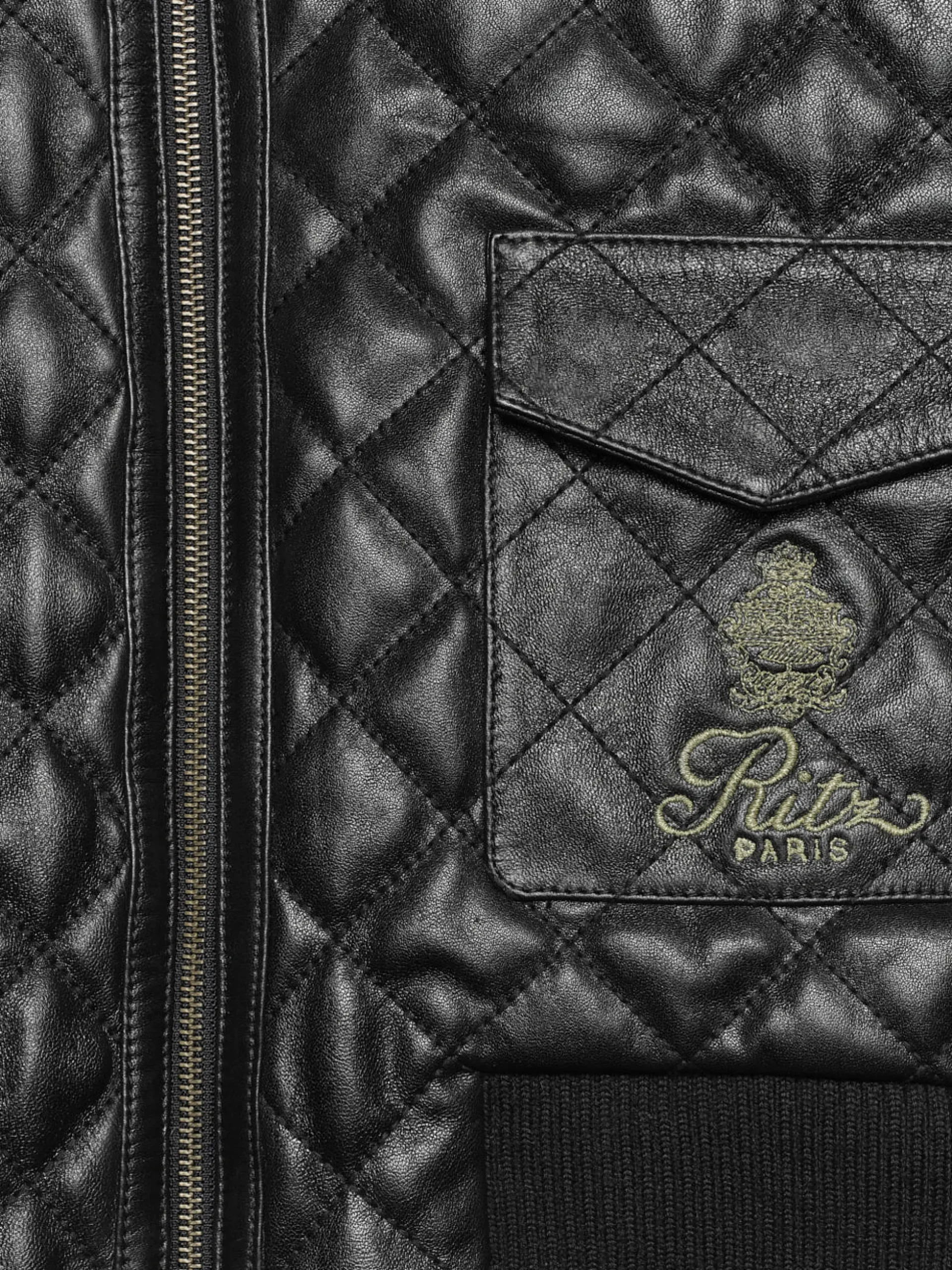 Ritz Women's Quilted Leather Bomber in Black