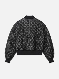 Ritz Women's Quilted Leather Bomber in Black