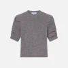 Ruched Sleeve Cashmere Sweater in Gris Heather