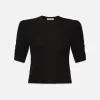 Ruched Sleeve Cashmere Sweater in Noir