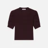 Ruched Sleeve Cashmere Sweater in Wine