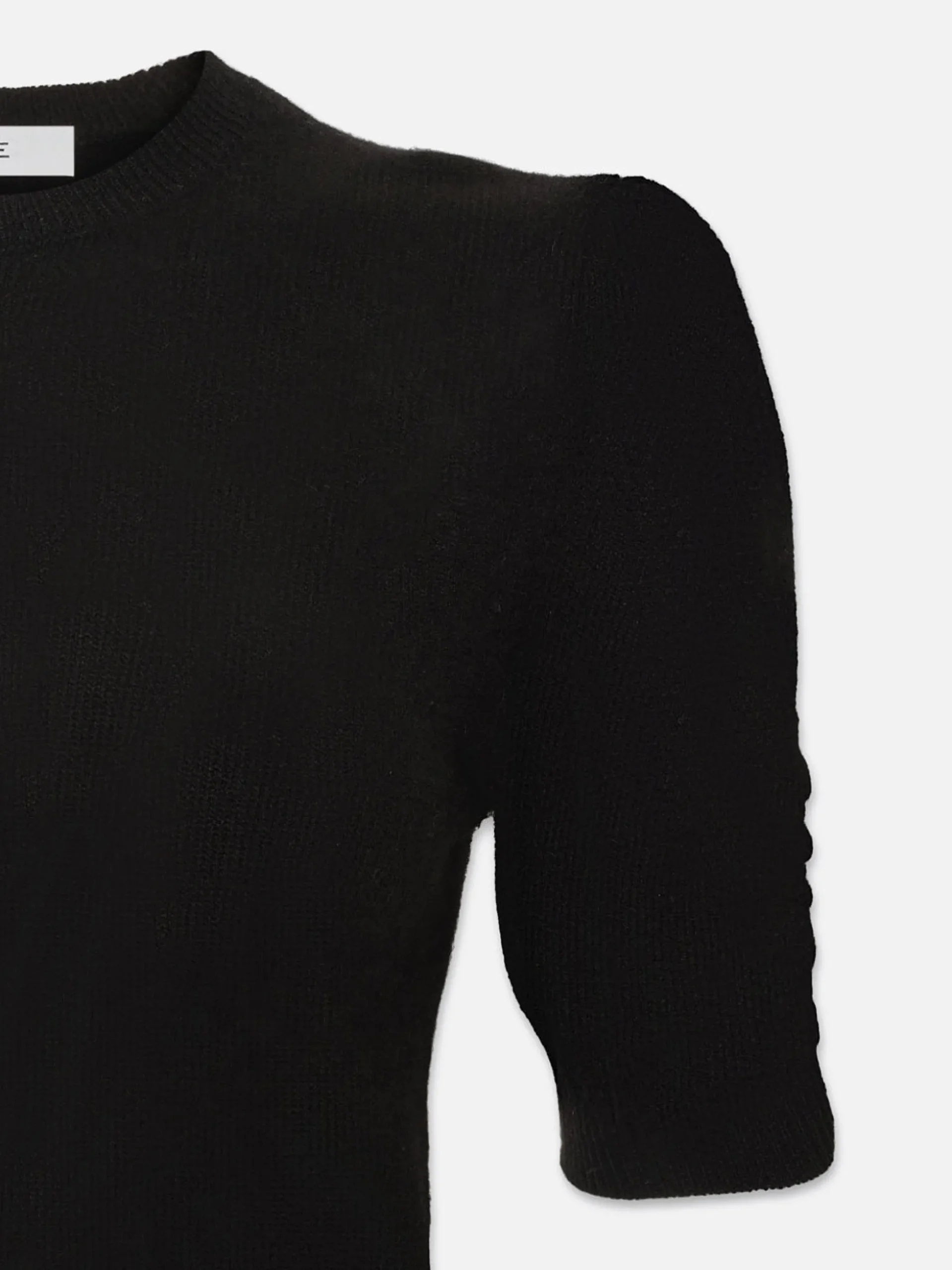 Ruched Sleeve Cashmere Sweater in Noir