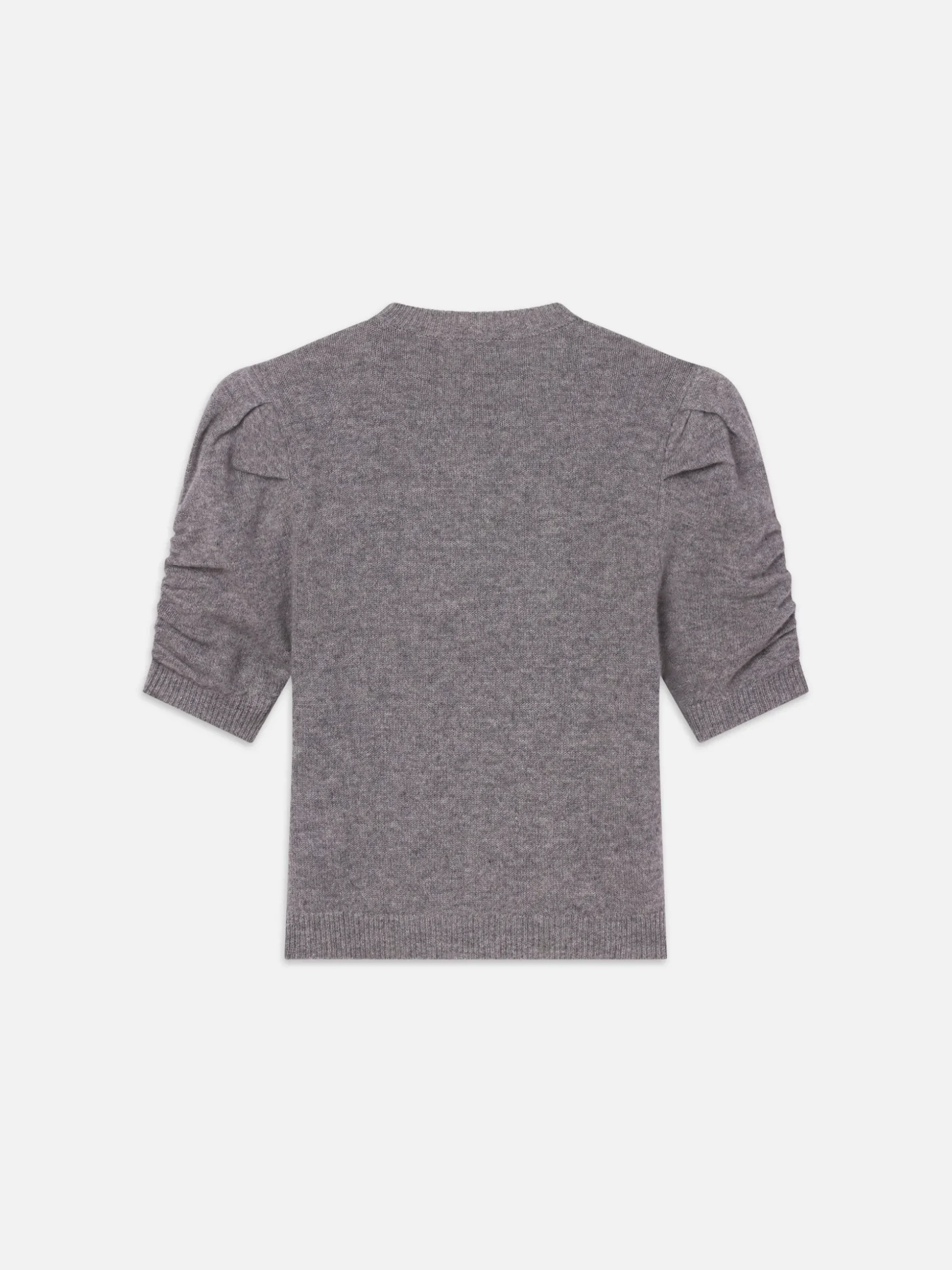 Ruched Sleeve Cashmere Sweater in Gris Heather