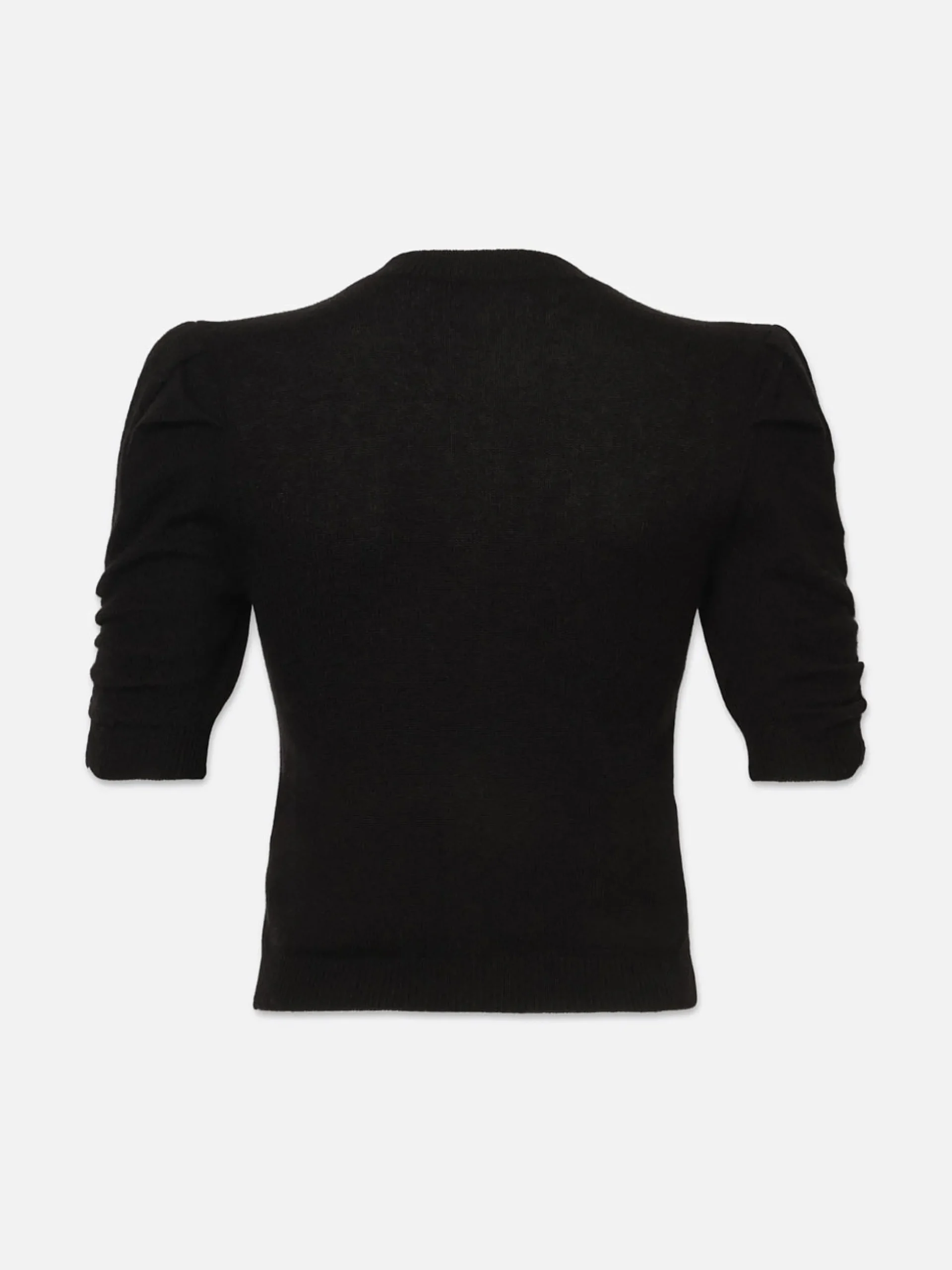 Ruched Sleeve Cashmere Sweater in Noir