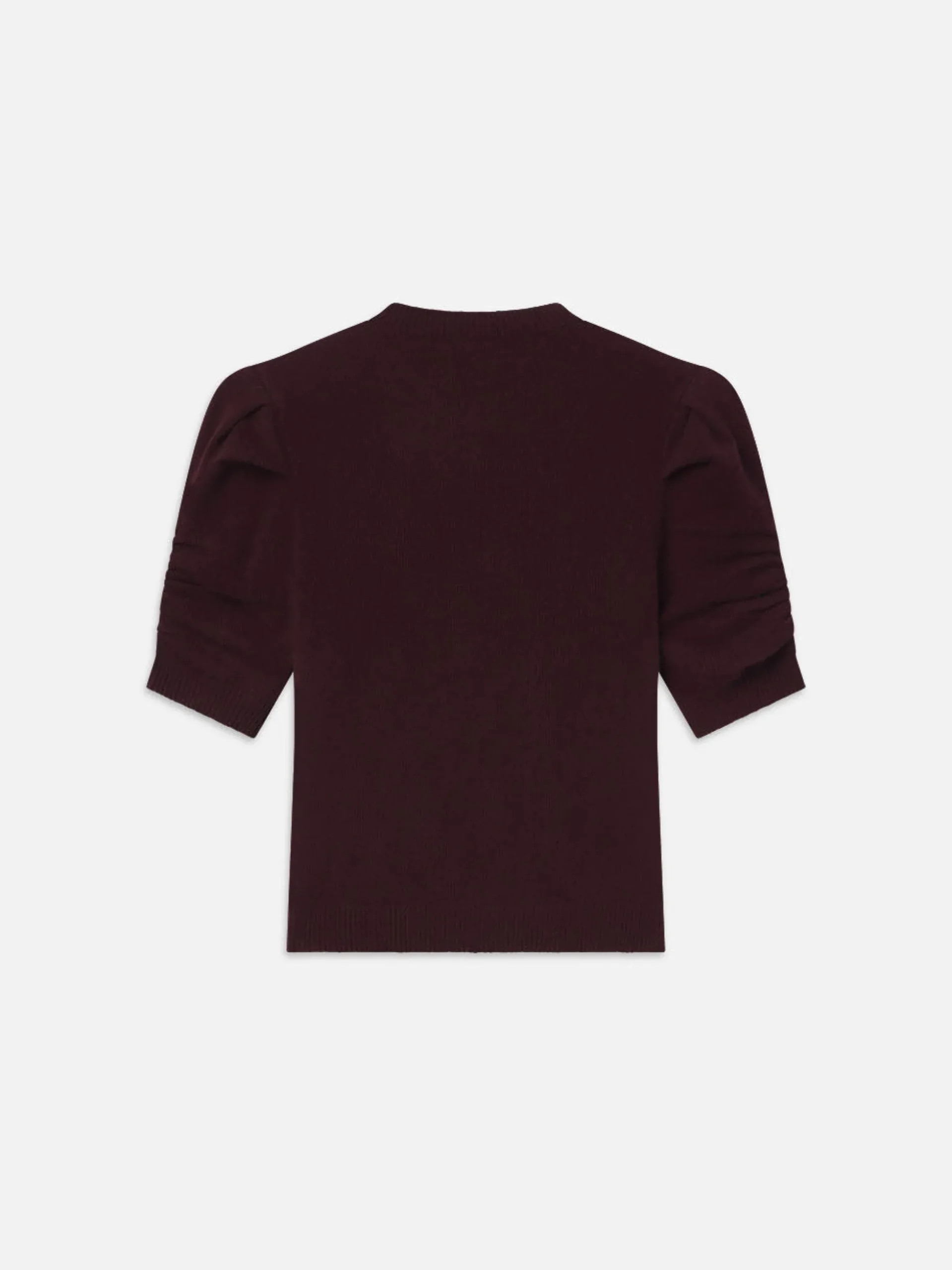Ruched Sleeve Cashmere Sweater in Wine